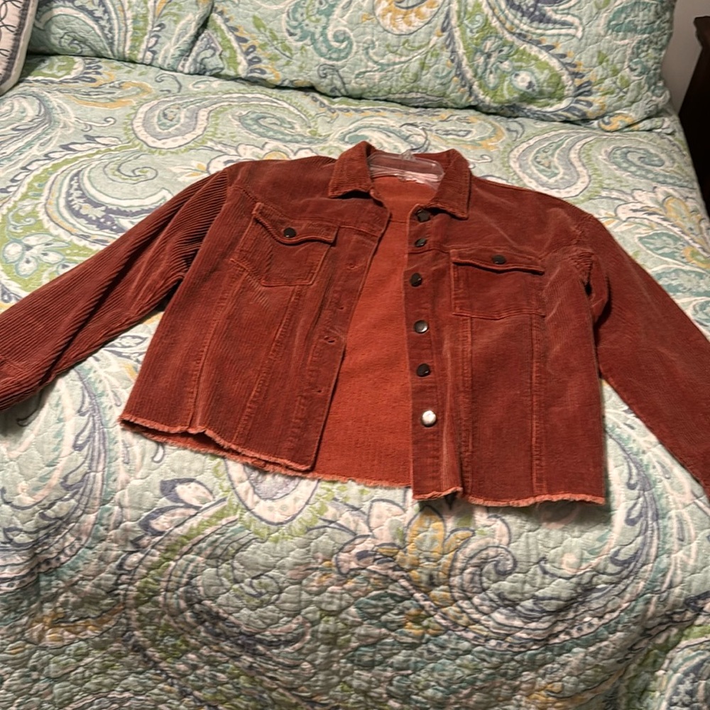 Cute Pink Lily corduroy jacket.  XL